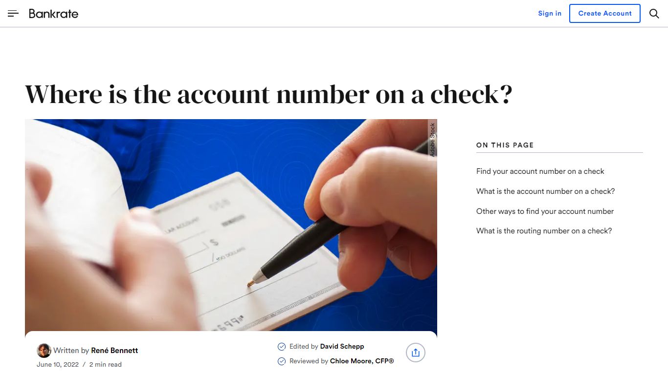 Where Is The Account Number On A Check? | Bankrate